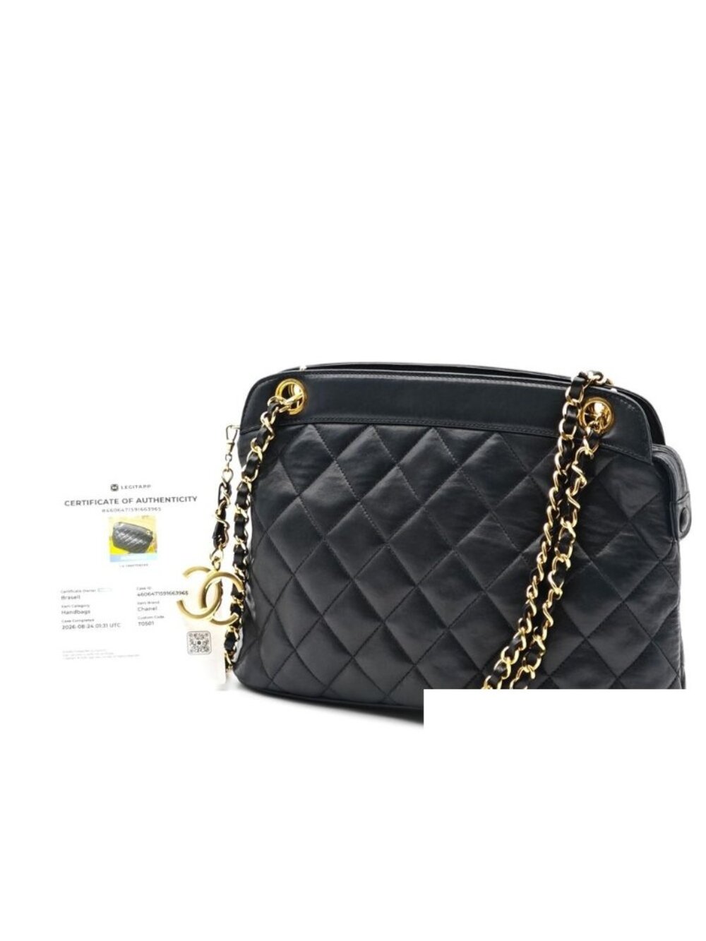 Chanel Quilted Lambskin Chain Shoulder Bag Black